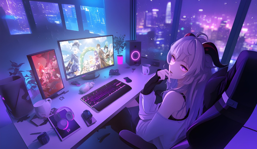 电竞房间恶魔女友纯欲美少女#动漫壁纸